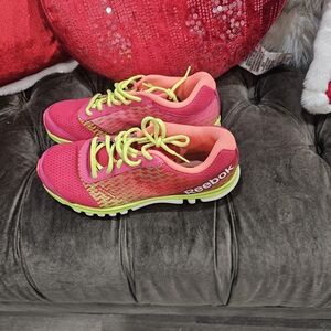 Reebok Women's Vibrant Pink and Neon Yellow Sneakers